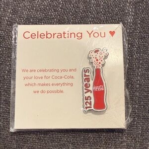 Coca Cola 125 Years Red Celebration Pin